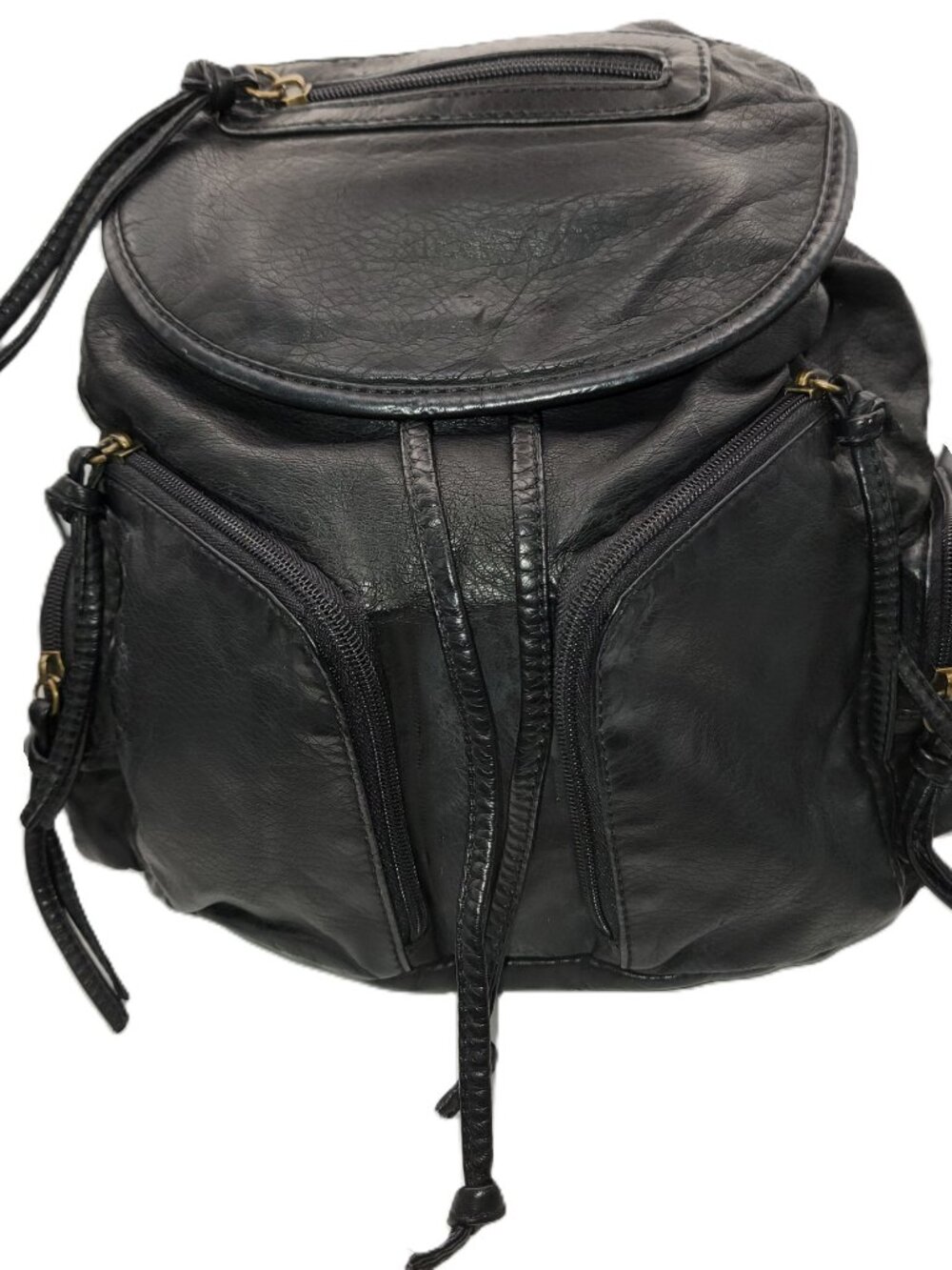Bueno Black Faux Leather Small Backpack